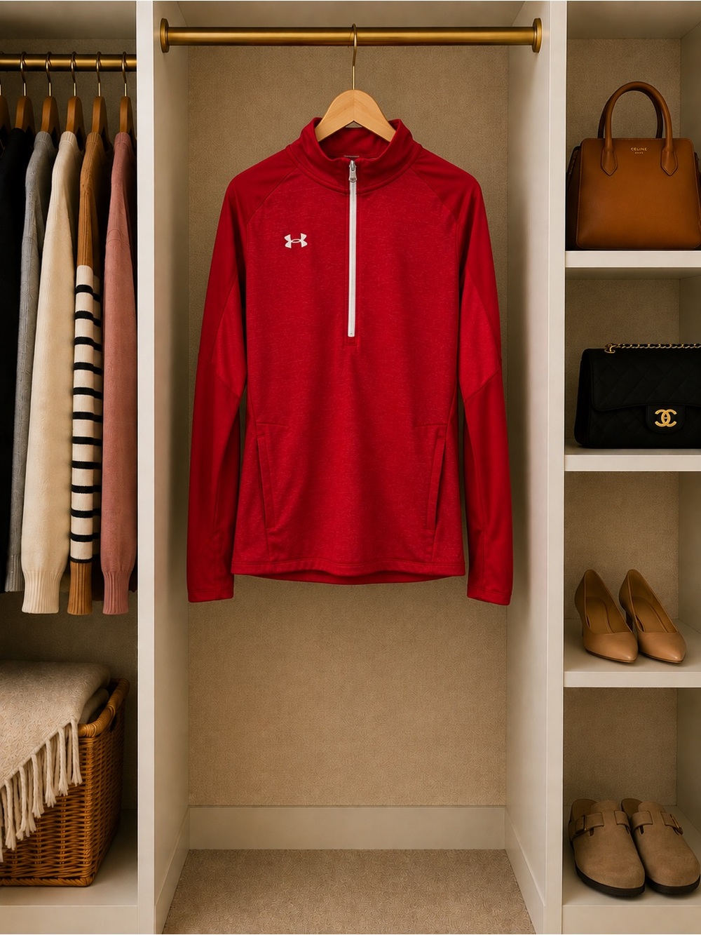Under Armour Dutch (Central College) Red 1/4 Zip Cold Gear Jacket